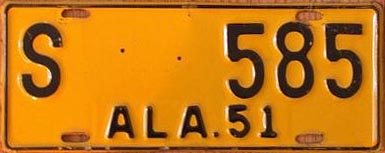 Alabama 1951 police license plate