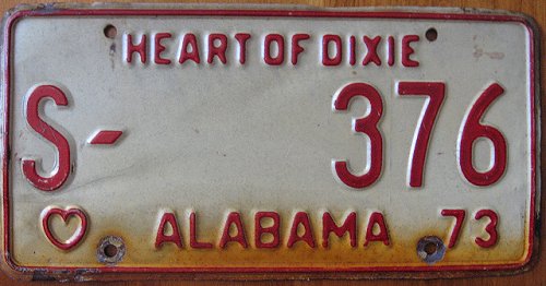 Alabama 1973 police license plate