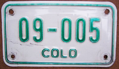 Colorado motorcycle license plate image