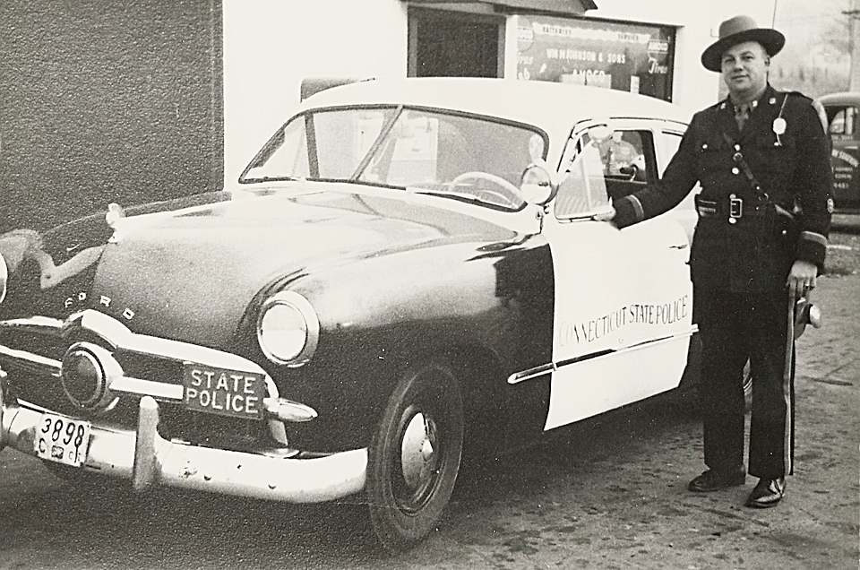 Connecticut police car and officer