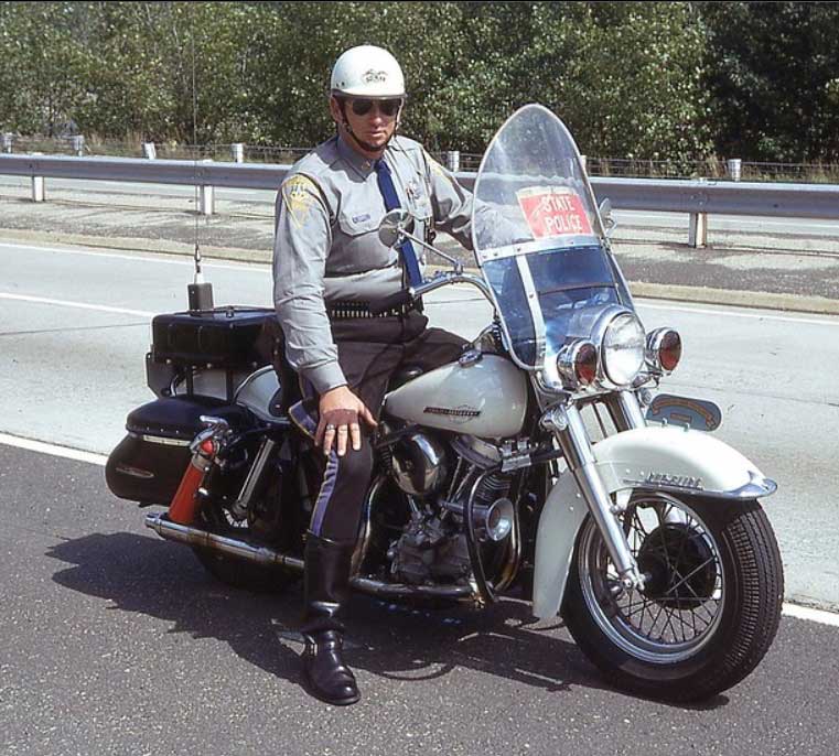 Connecticut police motorcycle with officer