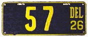 Delaware 1926 motorcycle license plate
