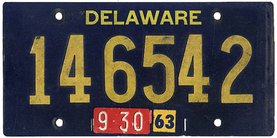 Delaware license plate