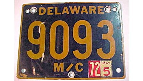 Delaware police motorcycle license plate