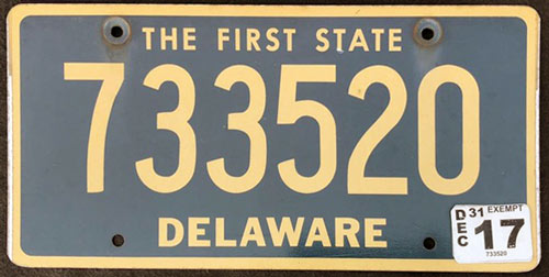 Delaware license plate