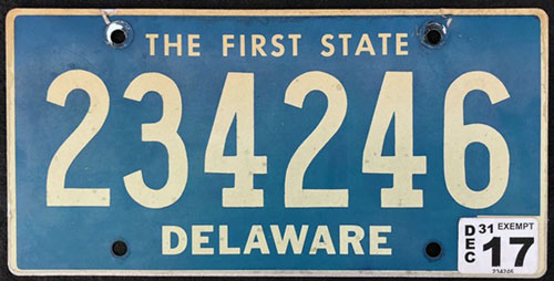 Delaware license plate
