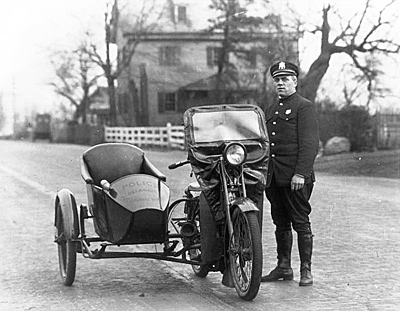 Delaware 1920 police motorcycle and officer
