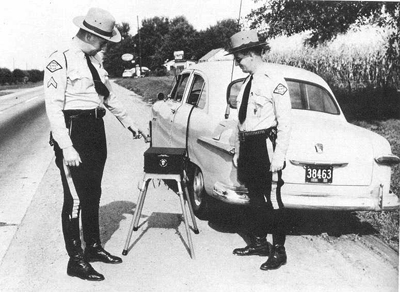 Delaware police car and officers