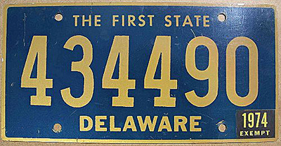 Delaware license plate