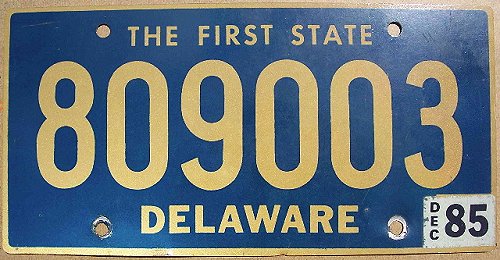 Delaware license plate