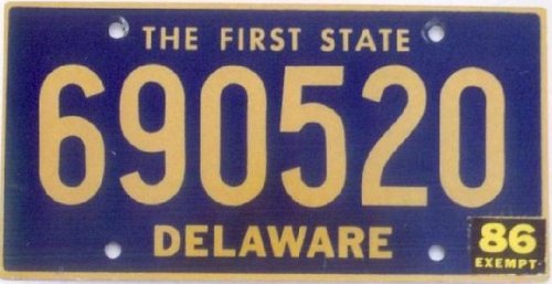 Delaware license plate