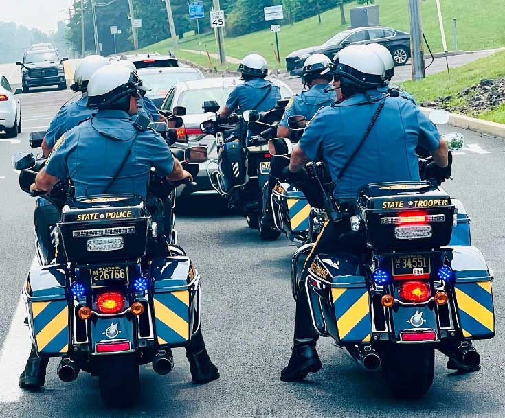Delaware police motorcycle troopers