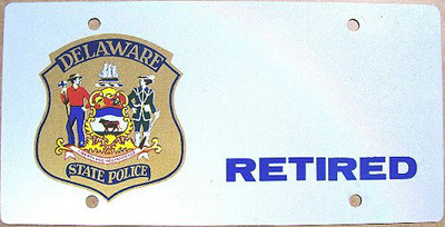 Delaware police license plate