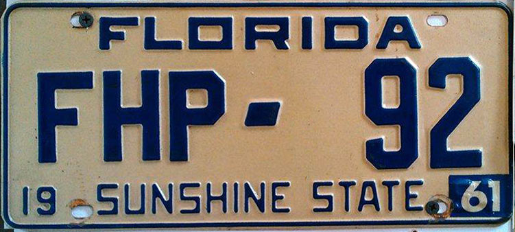 Florida Anniversary Highway Patrol Glossy Silver .045" Flat Car License Plate 