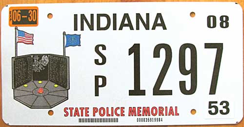 Indiana police license plate