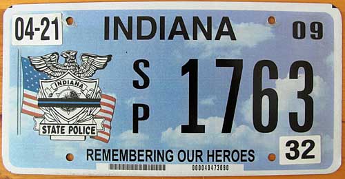 Indiana police license plate