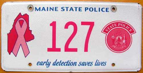 Maine cancer awareness police plate