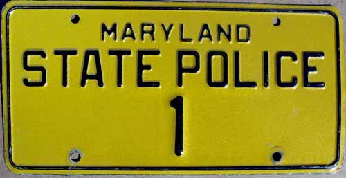 Maryland police license plate