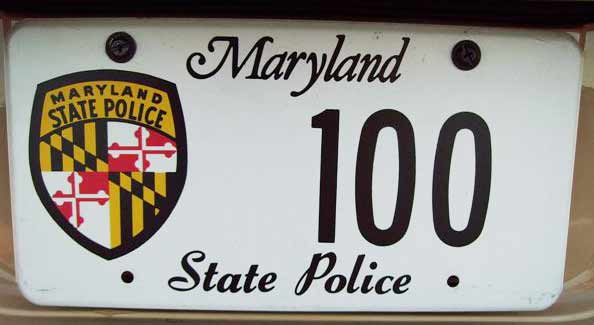 Maryland police license plate