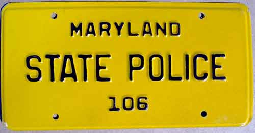 Maryland police license plate