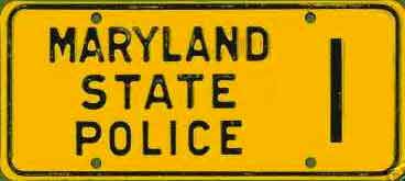 Maryland police license plate