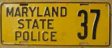 Maryland police license plate