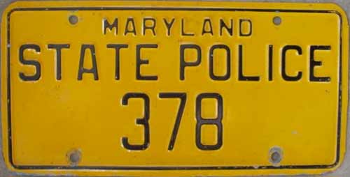 Maryland police license plate