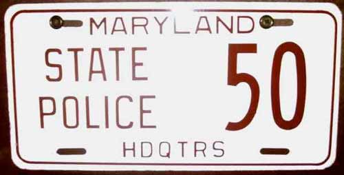 Maryland police license plate