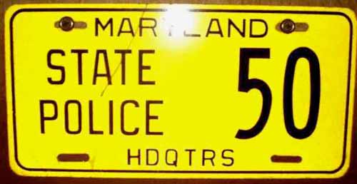 Maryland police license plate