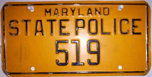 Maryland police license plate