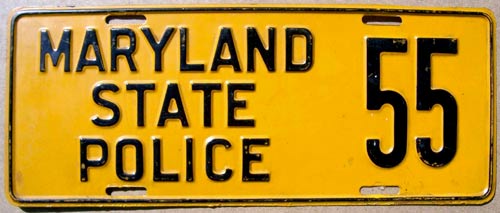 Maryland police license plate