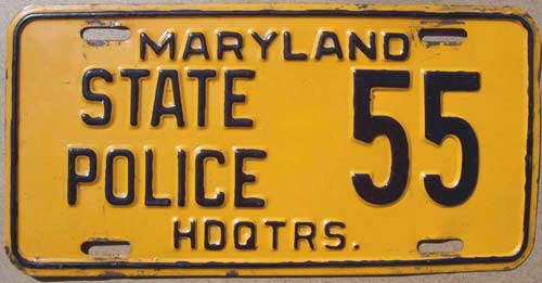 Maryland police license plate