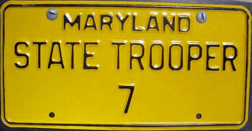 Maryland police license plate