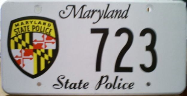 Maryland police license plate