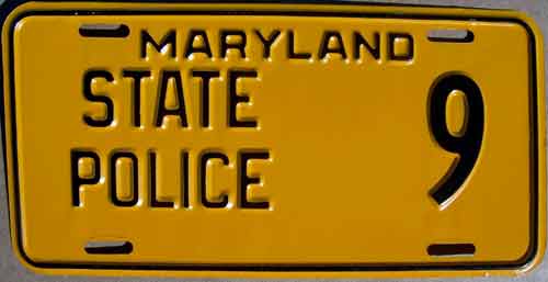 Maryland police license plate