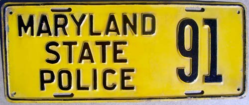 Maryland police license plate