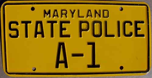 Maryland police license plate