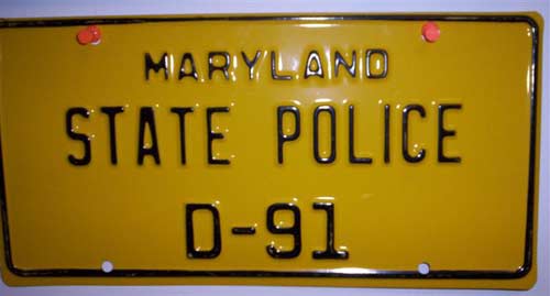 Maryland police license plate