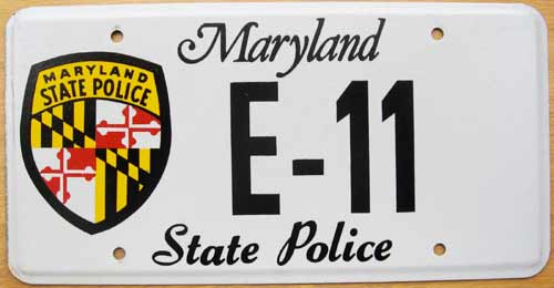 Maryland police license plate