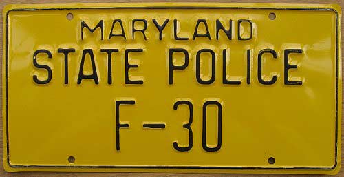 Maryland police license plate