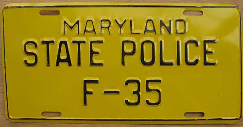 Maryland police license plate