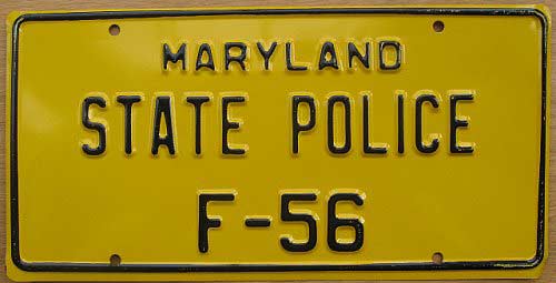 Maryland police license plate