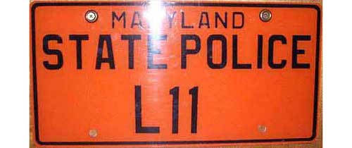 Maryland police license plate