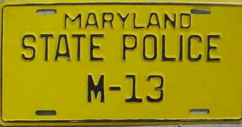 Maryland police license plate