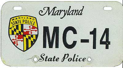 Maryland police license plate