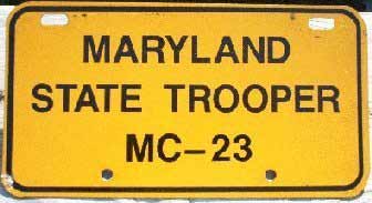 Maryland police license plate