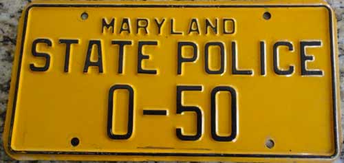 Maryland police license plate