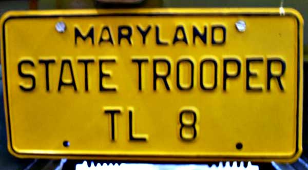 Maryland police license plate