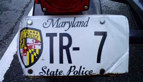 Maryland police license plate