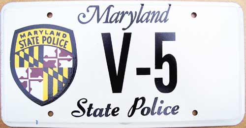 Maryland police license plate